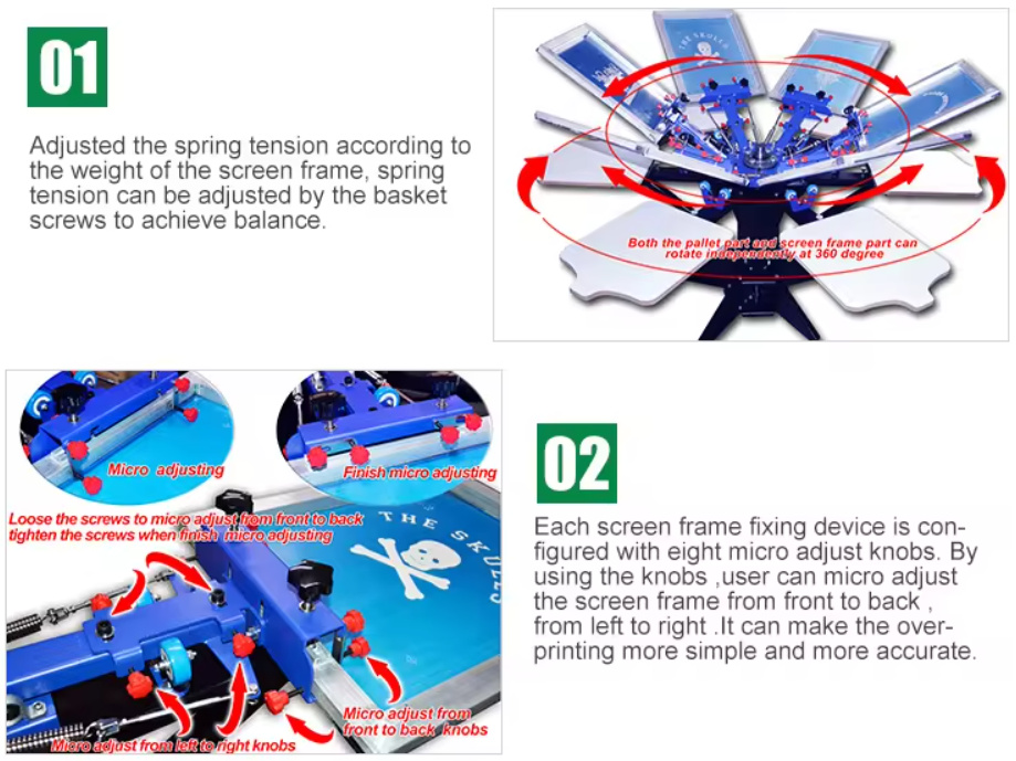 6 COLORS CAROUSEL SCREEN PRINTING MACHINE FOR TSHIRT