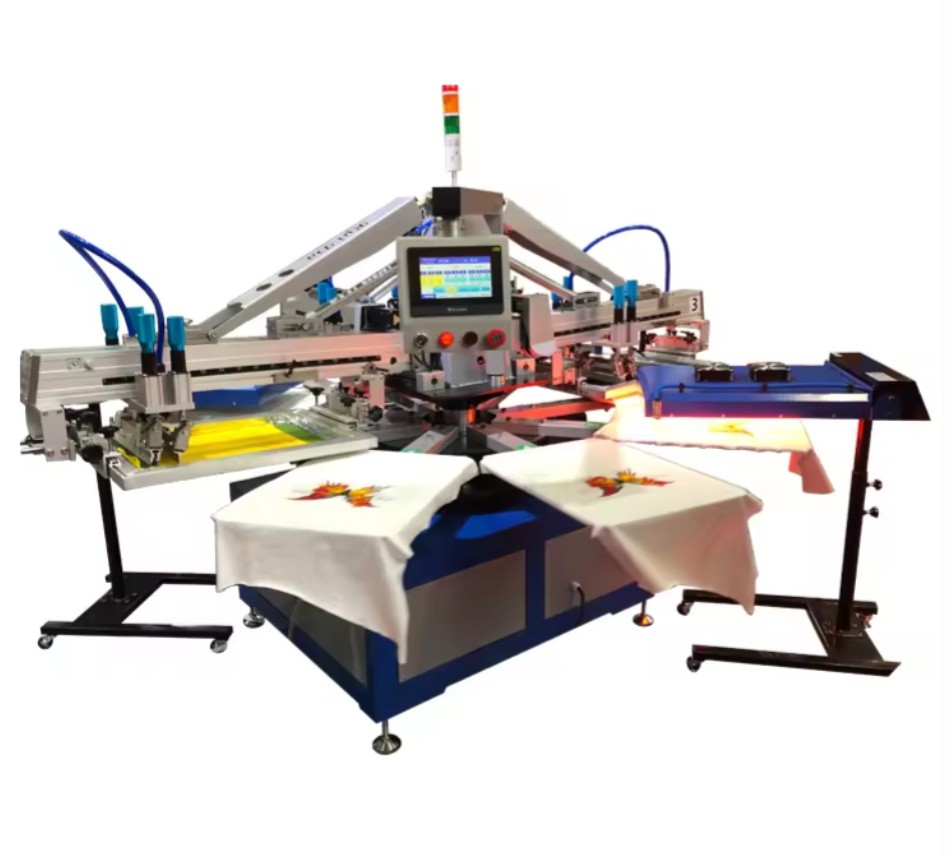 3 Color 8 Stations Automatic T shirt Silk Screen Printing Machine 